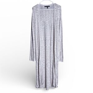 White House Black Market Light Grey Long Open Cardigan Size XL